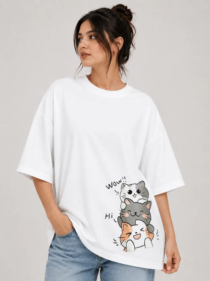 3 Cats WOW HI | 200 GSM Premium Oversized T-Shirt