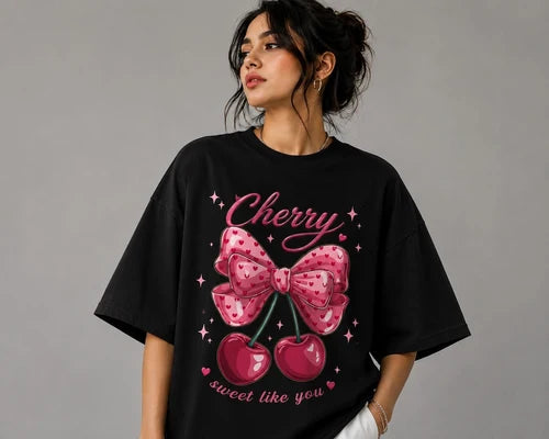 Cherry | 200 GSM Premium Oversized T-Shirt
