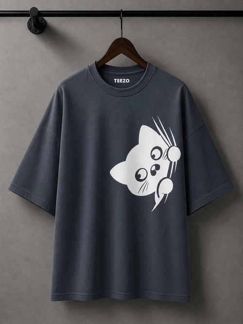 Peekaboo Cat |190 GSM Premium Oversized T-Shirt