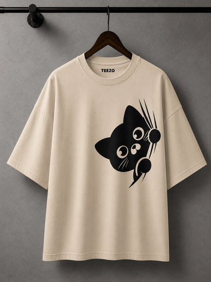 Peekaboo Cat |190 GSM Premium Oversized T-Shirt
