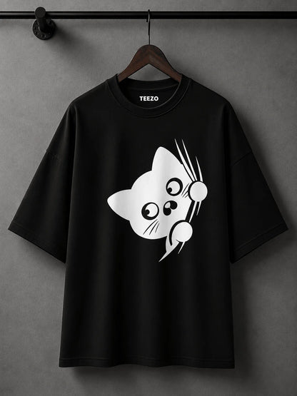 Peekaboo Cat |190 GSM Premium Oversized T-Shirt