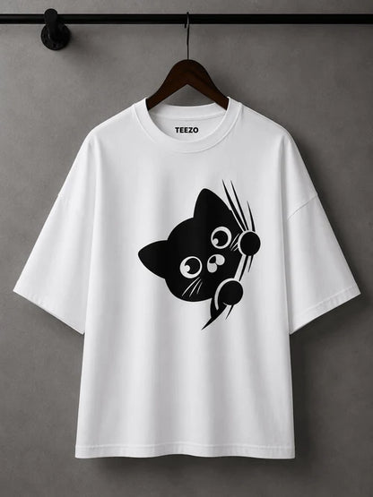 Peekaboo Cat |190 GSM Premium Oversized T-Shirt